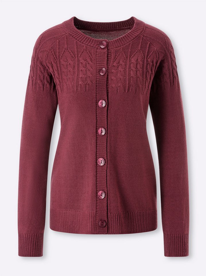 Sieh an! Strickjacke Strickjacke Langarm Feinstrick, Zopfmuster – Bild 4 von 5