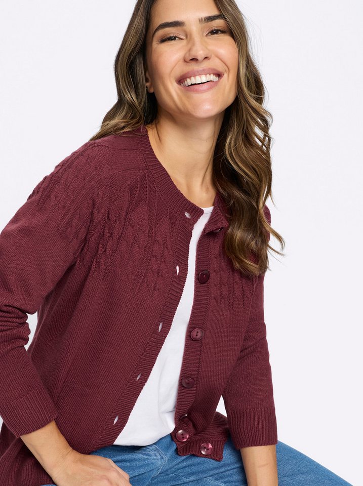 Sieh an! Strickjacke Strickjacke Langarm Feinstrick, Zopfmuster – Bild 5 von 5