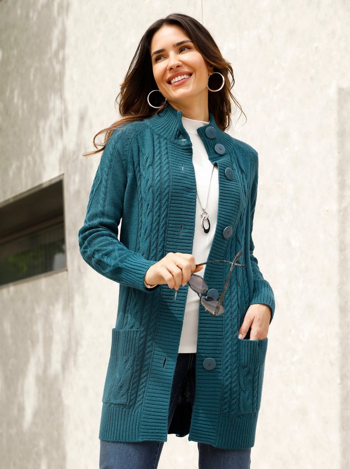 Sieh an! Strickjacke Strickjacke Langarm Zopfmuster – Bild 3 von 4