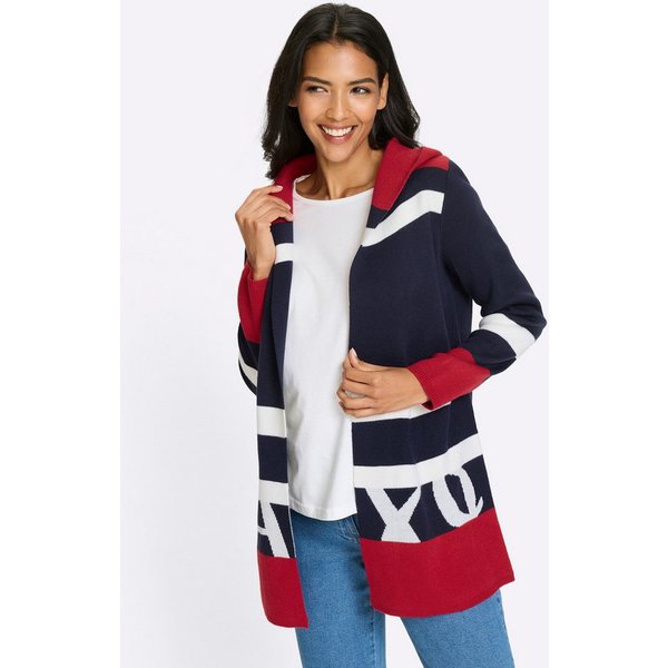 Sieh an! Strickjacke Long-Strickjacke Langarm Jacquard