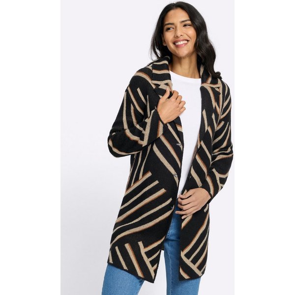 Sieh an! Strickjacke Long-Strickjacke Langarm Jacquard