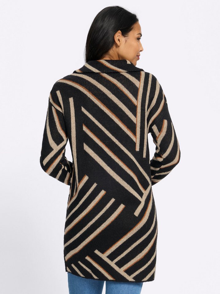 Sieh an! Strickjacke Long-Strickjacke Langarm Jacquard – Bild 2 von 5