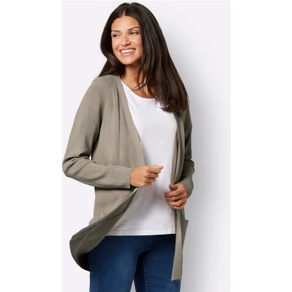 Sieh an! Strickjacke Long-Strickjacke Langarm Strukturstrick