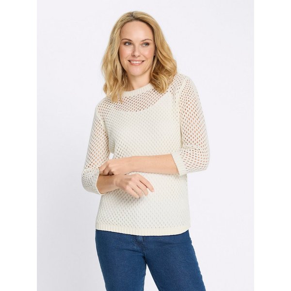 Sieh an! Strickpullover Ajour-Pullover 3/4-Arm Ajourstrick