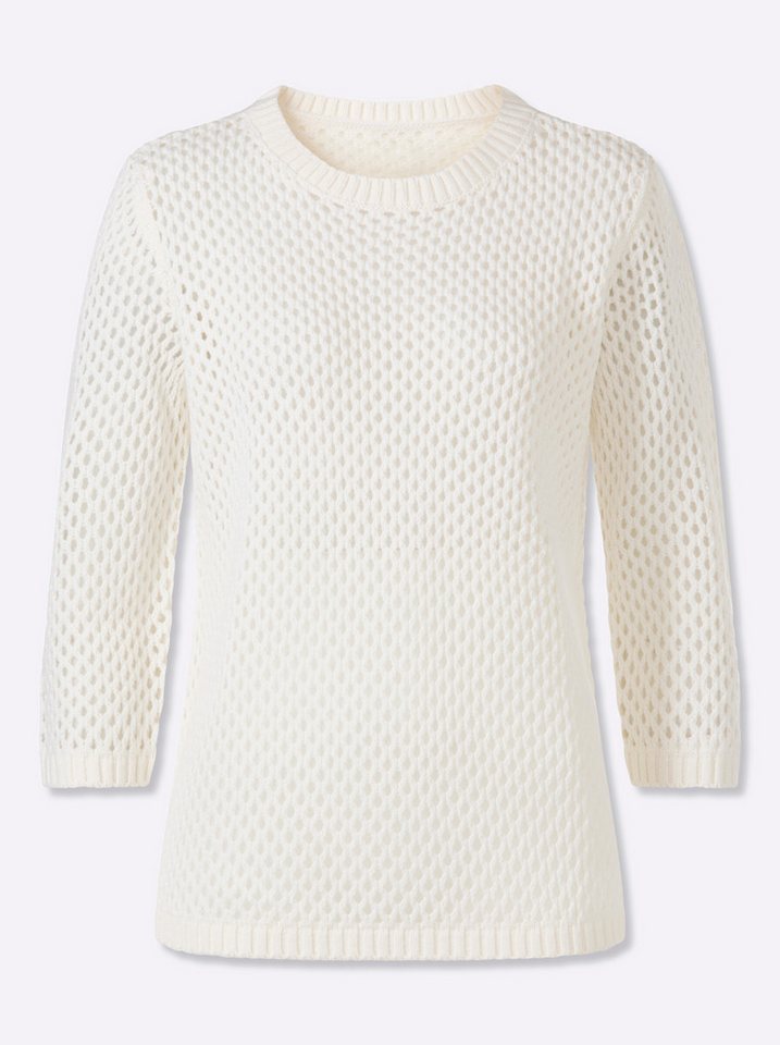 Sieh an! Strickpullover Ajour-Pullover 3/4-Arm Ajourstrick – Bild 3 von 5