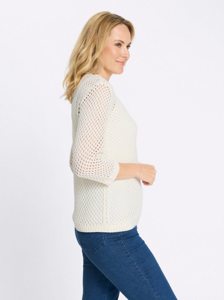 Sieh an! Strickpullover Ajour-Pullover 3/4-Arm Ajourstrick – Bild 4 von 5