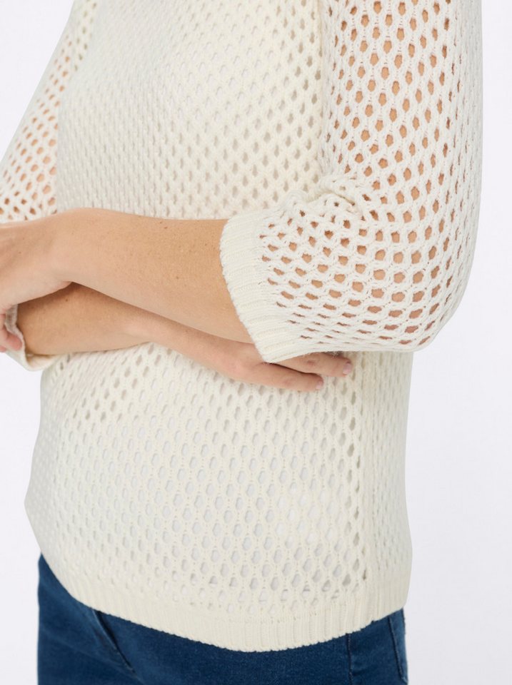 Sieh an! Strickpullover Ajour-Pullover 3/4-Arm Ajourstrick – Bild 5 von 5