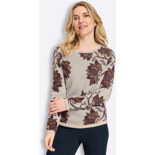 Sieh an! Strickpullover Jacquard-Pullover Langarm Feinstrick
