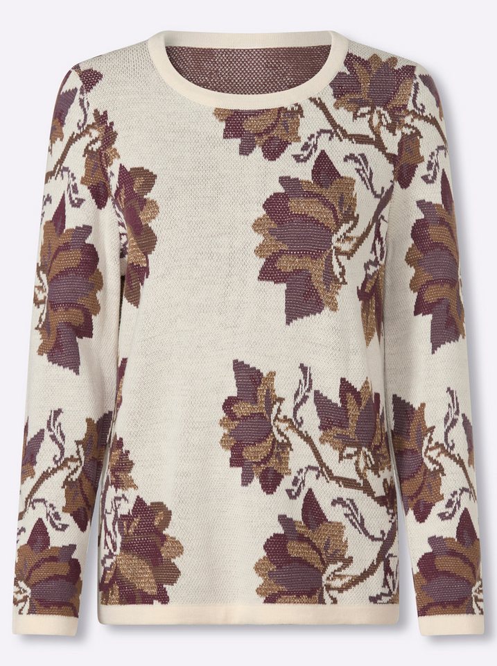Sieh an! Strickpullover Jacquard-Pullover Langarm Feinstrick – Bild 4 von 5