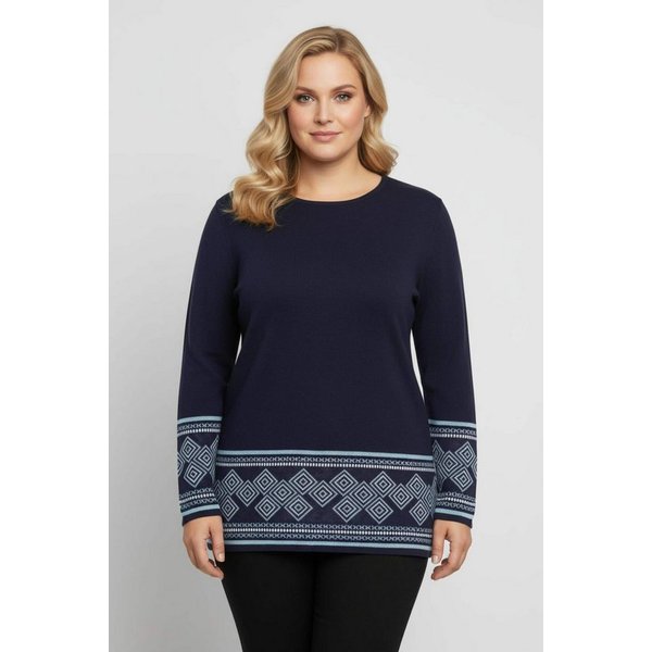 Sieh an! Strickpullover Long-Pullover Langarm Jacquard