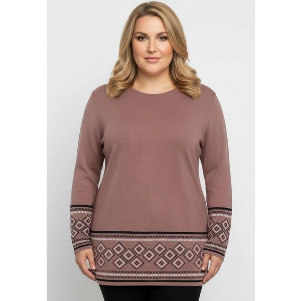 Sieh an! Strickpullover Long-Pullover Langarm Jacquard