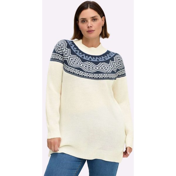 Sieh an! Strickpullover Longpullover Langarm Jacquard, Jersey