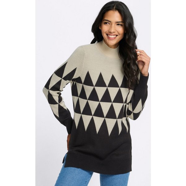 Sieh an! Strickpullover Longpullover Langarm Jacquard