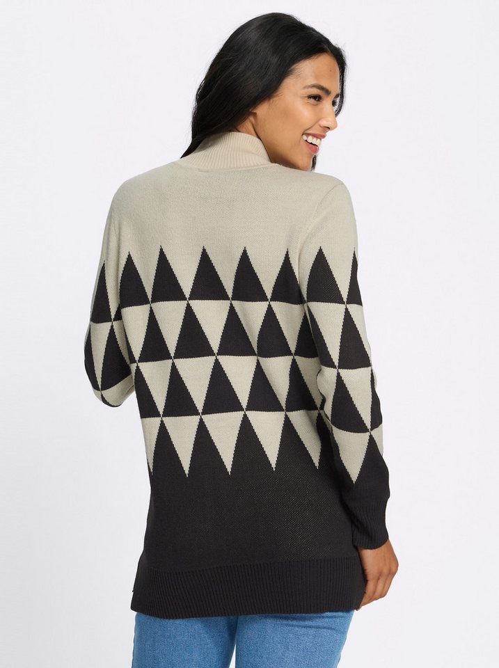 Sieh an! Strickpullover Longpullover Langarm Jacquard – Bild 2 von 5