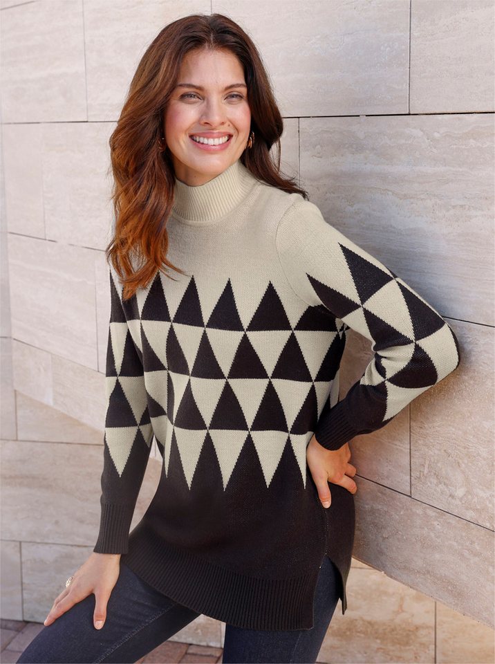 Sieh an! Strickpullover Longpullover Langarm Jacquard – Bild 3 von 5