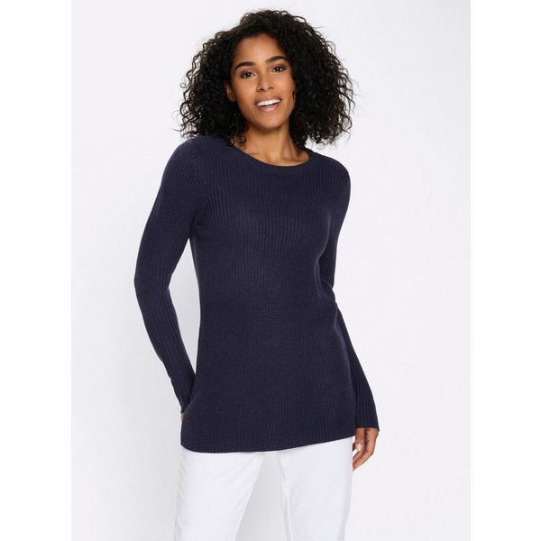 Sieh an! Strickpullover Longpullover Langarm Perlfang