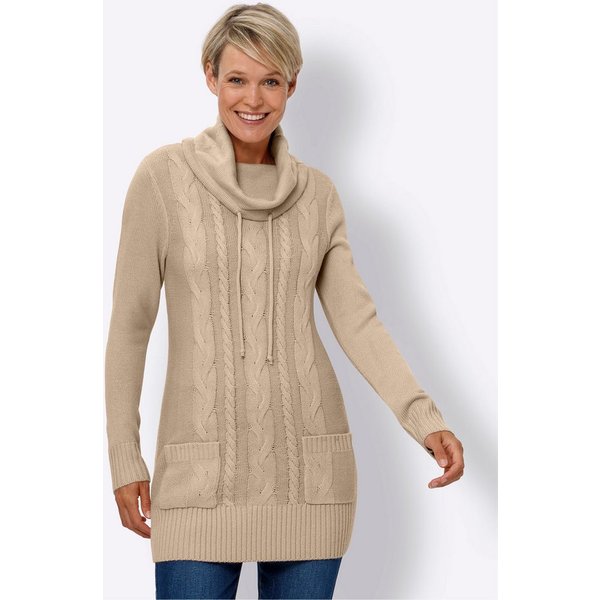 Sieh an! Strickpullover Longpullover Langarm Zopfmuster