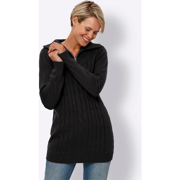 Sieh an! Strickpullover Longpullover Langarm Zopfmuster