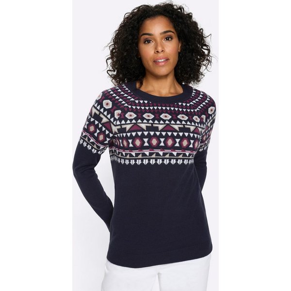 Sieh an! Strickpullover Pullover Langarm Jacquard, Jersey