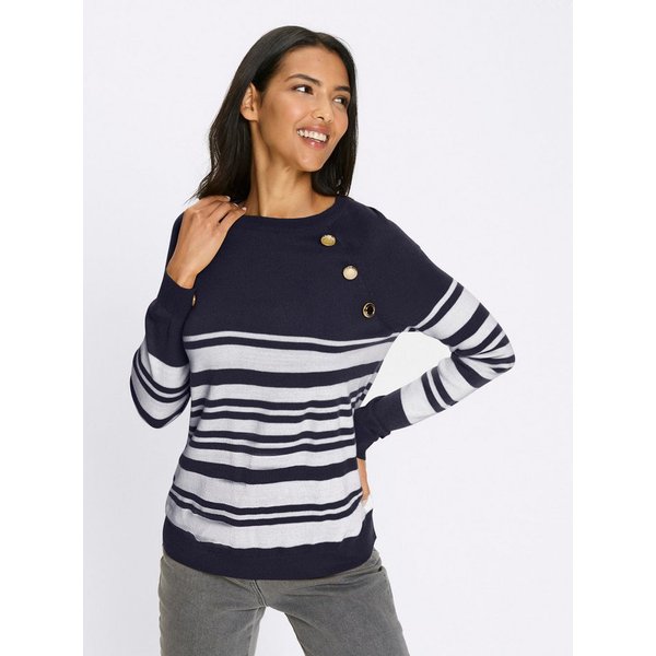 Sieh an! Strickpullover Ringel-Pullover Langarm Jersey