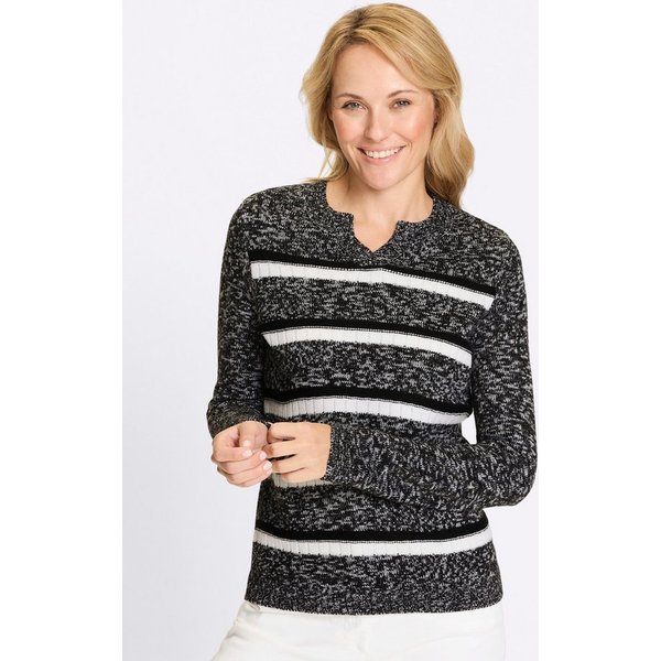 Sieh an! Strickpullover Ringel-Pullover Langarm Mustermix gestrickt