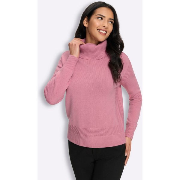 Sieh an! Strickpullover Rollkragen-Pullover Langarm Perlmuster, Jersey