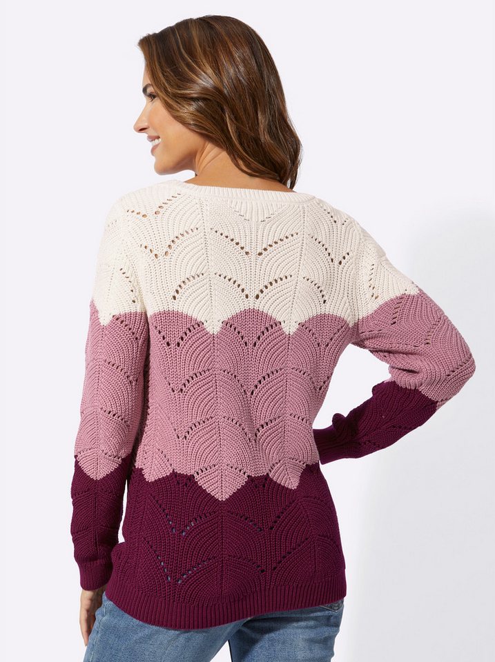 Sieh an! Strickpullover Rundhals-Pullover Langarm Ajourstrick – Bild 2 von 3