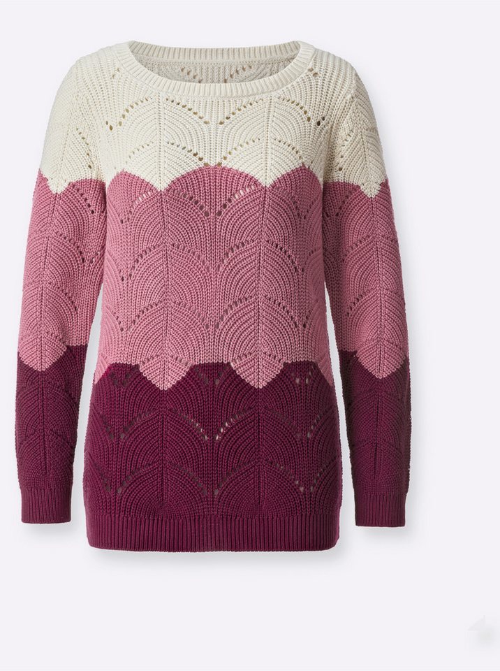 Sieh an! Strickpullover Rundhals-Pullover Langarm Ajourstrick – Bild 3 von 3