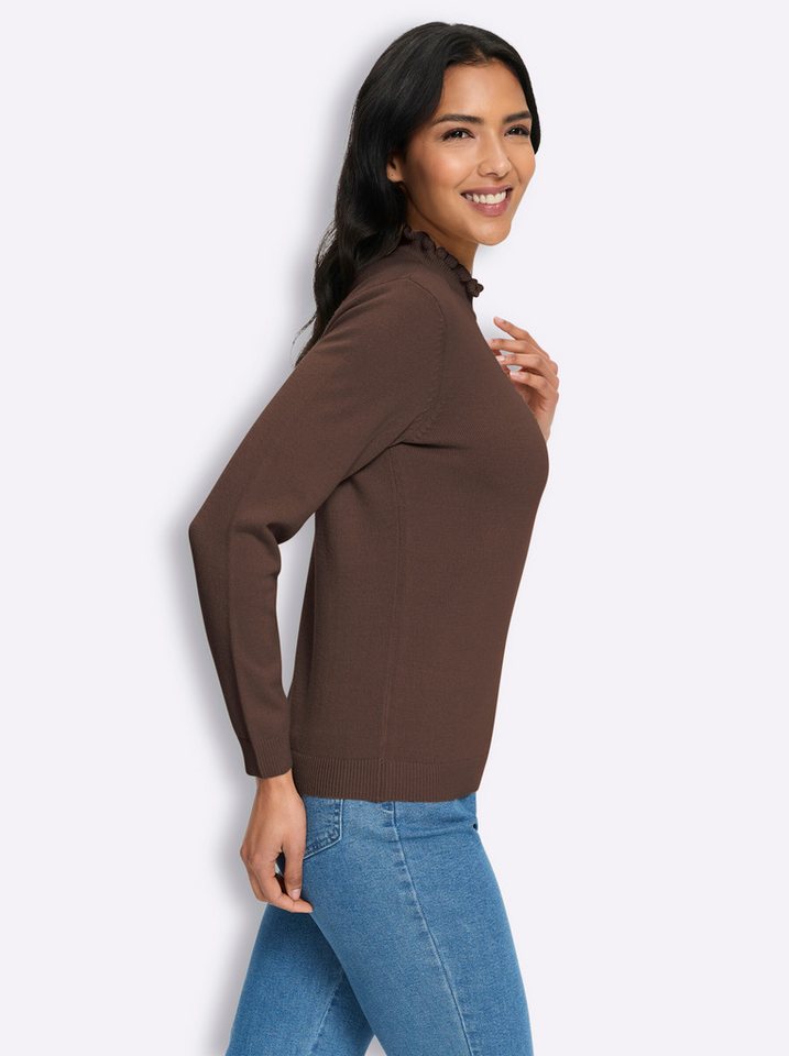 Sieh an! Strickpullover Stehkragen-Pullover Langarm Feinstrick – Bild 5 von 5