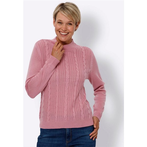 Sieh an! Strickpullover Stehkragen-Pullover Langarm Zopfmuster