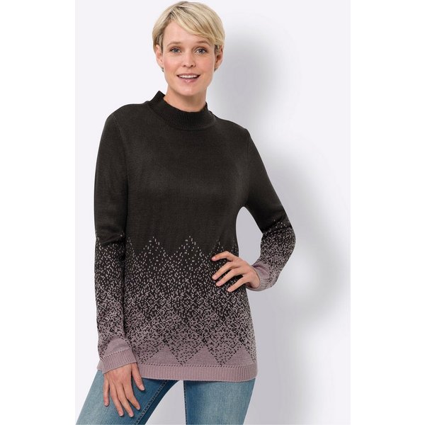 Sieh an! Strickpullover Stehkragen-Pullover Langarm Jacquard