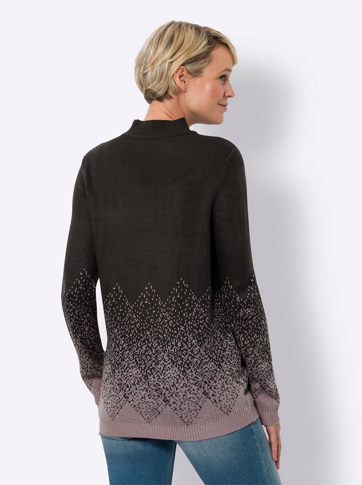 Sieh an! Strickpullover Stehkragen-Pullover Langarm Jacquard – Bild 2 von 4