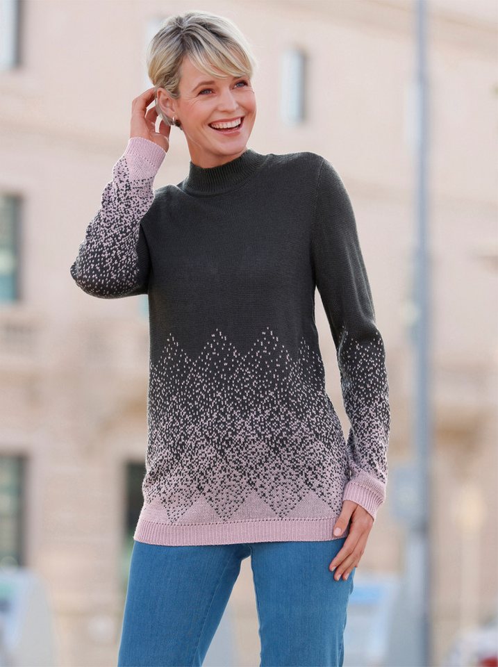 Sieh an! Strickpullover Stehkragen-Pullover Langarm Jacquard – Bild 3 von 4