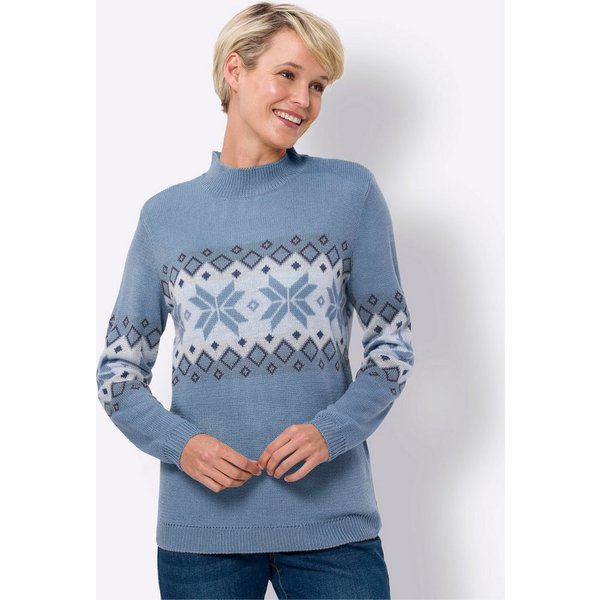 Sieh an! Strickpullover Stehkragen-Pullover Langarm Jacquard