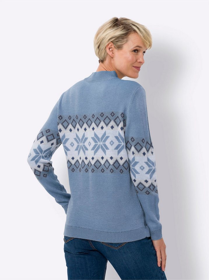 Sieh an! Strickpullover Stehkragen-Pullover Langarm Jacquard – Bild 2 von 3