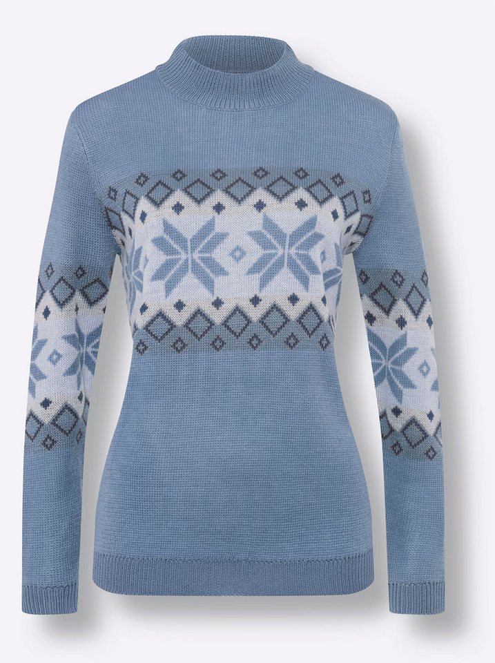 Sieh an! Strickpullover Stehkragen-Pullover Langarm Jacquard – Bild 3 von 3