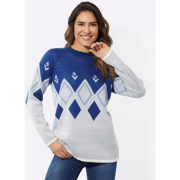 Sieh an! Strickpullover Stehkragen-Pullover Langarm Jacquard