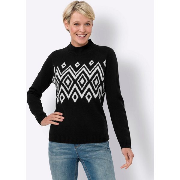 Sieh an! Strickpullover Stehkragen-Pullover Langarm Jersey, Jacquard