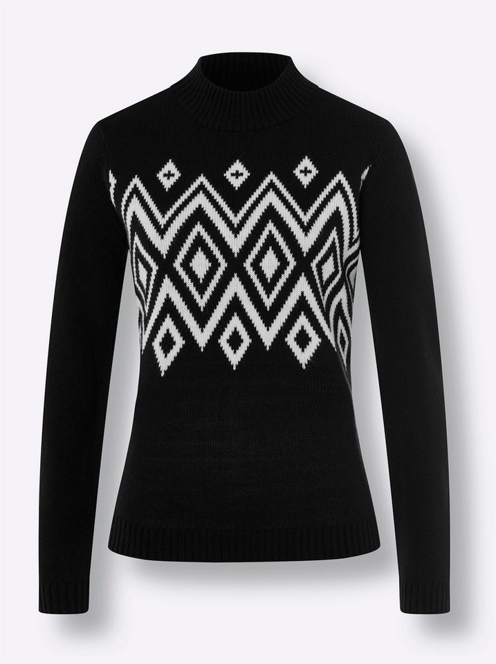 Sieh an! Strickpullover Stehkragen-Pullover Langarm Jersey, Jacquard – Bild 4 von 4