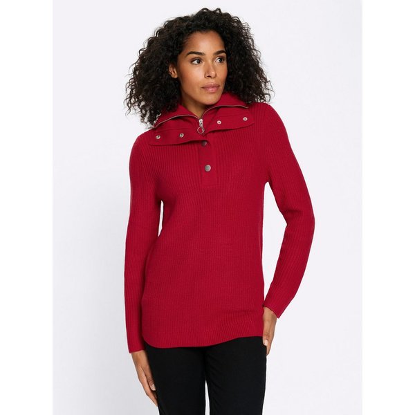 Sieh an! Strickpullover Troyer-Pullover Langarm Ripp