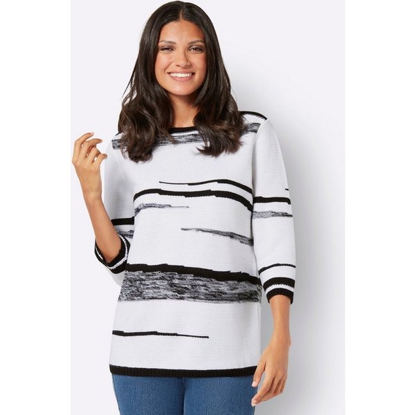 Sieh an! Strickpullover U-Boot-Pullover 3/4-Arm Intarsien
