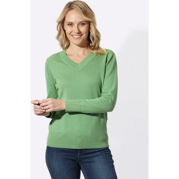 Sieh an! Strickpullover V-Ausschnitt-Pullover Langarm Jersey