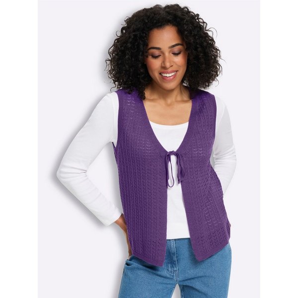 Sieh an! Strickweste Strickweste Ärmellos Ajourstrick