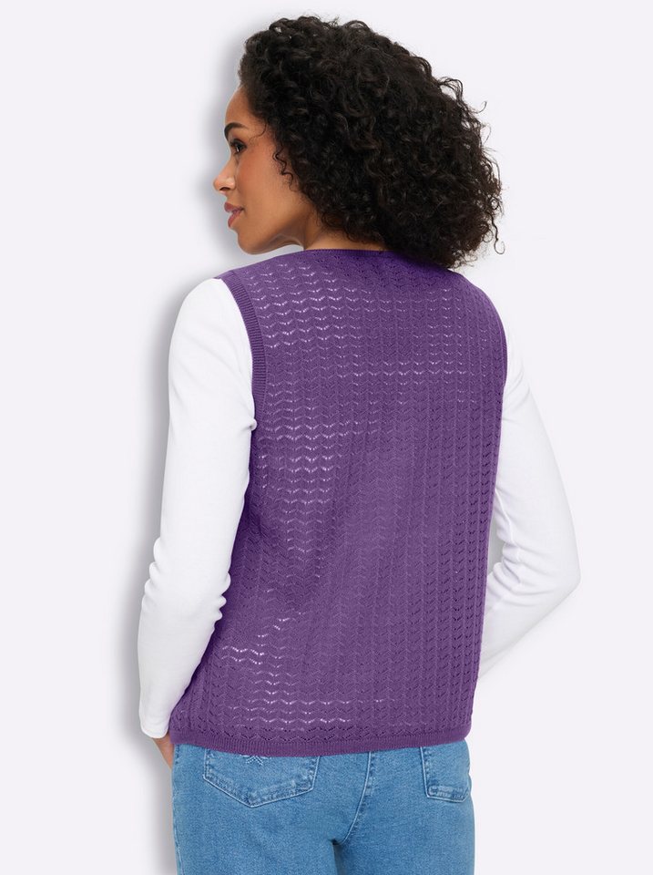 Sieh an! Strickweste Strickweste Ärmellos Ajourstrick – Bild 2 von 5
