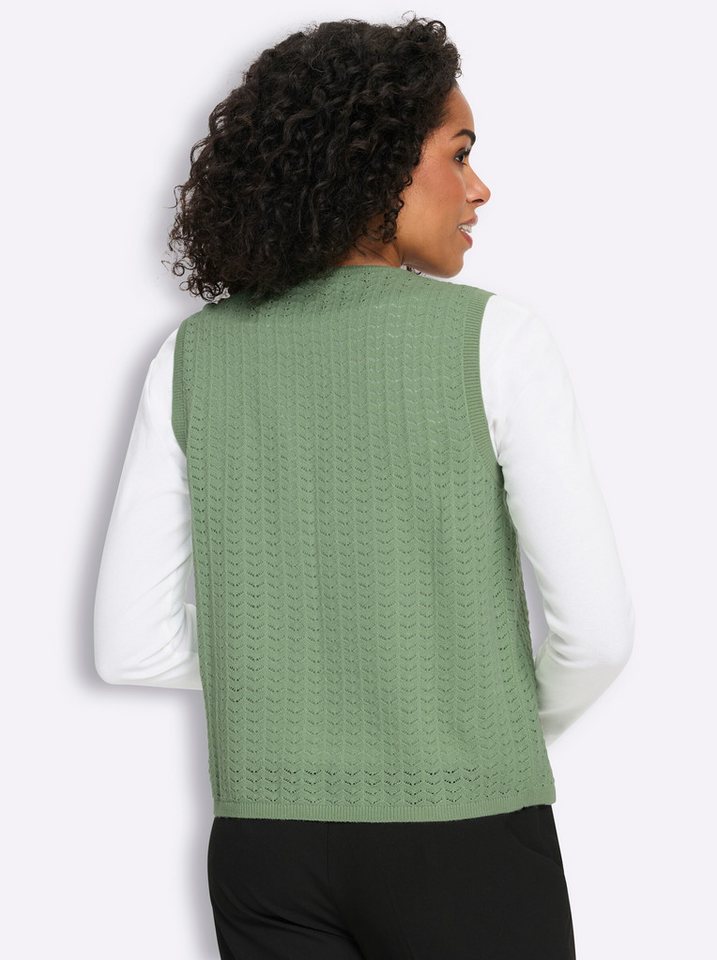 Sieh an! Strickweste Strickweste Ärmellos Ajourstrick – Bild 2 von 5