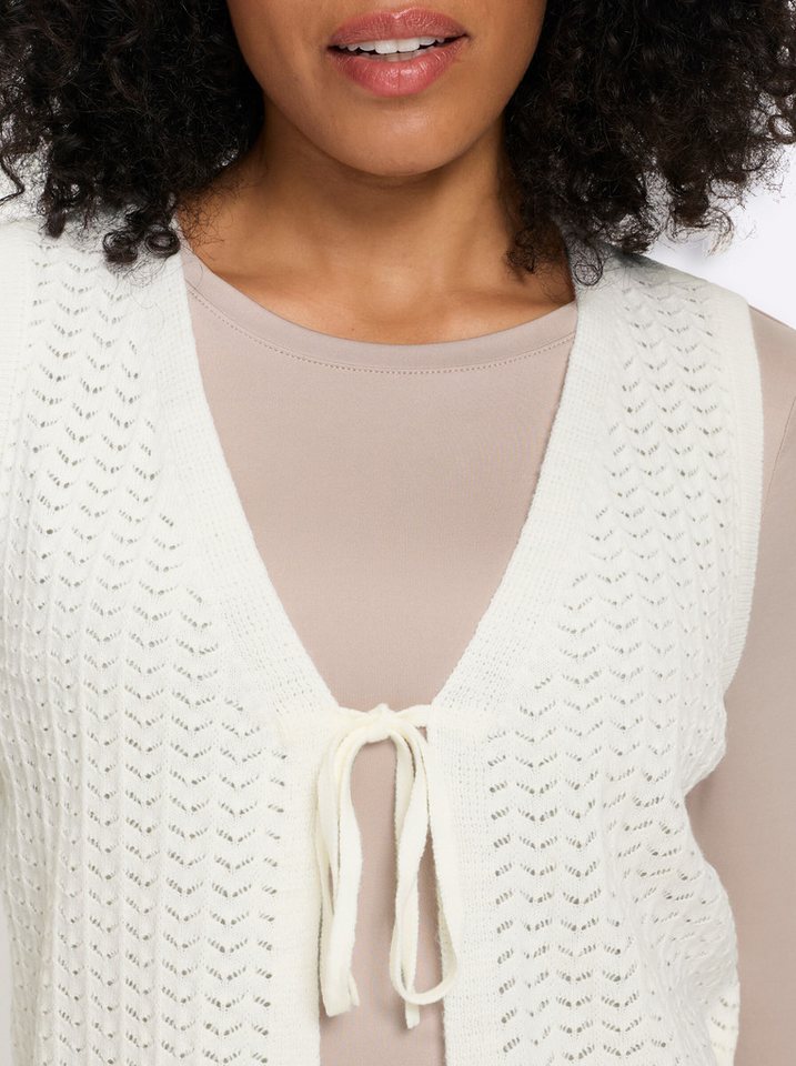 Sieh an! Strickweste Strickweste Ärmellos Ajourstrick – Bild 5 von 5