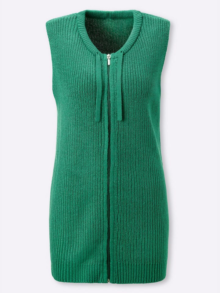 Sieh an! Strickweste Long-Strickweste Ärmellos Ripp – Bild 2 von 2