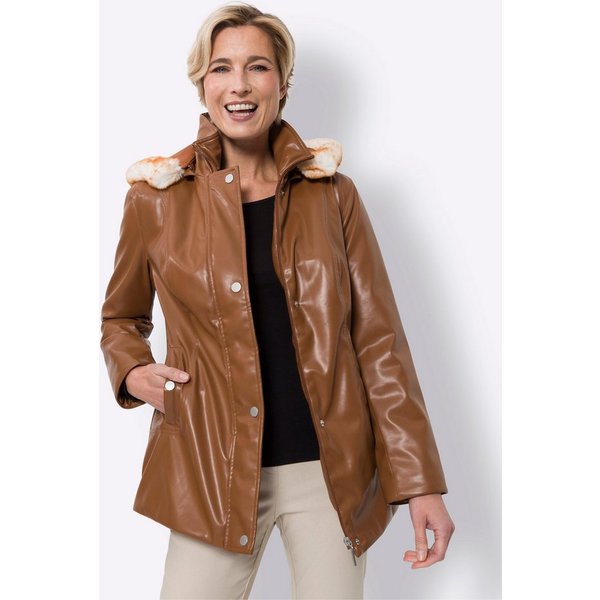 Sieh an! Winterjacke Lederimitat-Jacke Langarm
