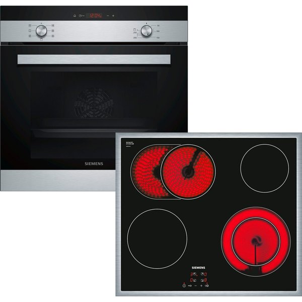 SIEMENS Backofen-Set EQ112EA01Z, mit Teleskopauszug nachrüstbar, 3D-Heißluft auf 3 Ebenen & extra Platz dank Bräter- und Zweikreiszone