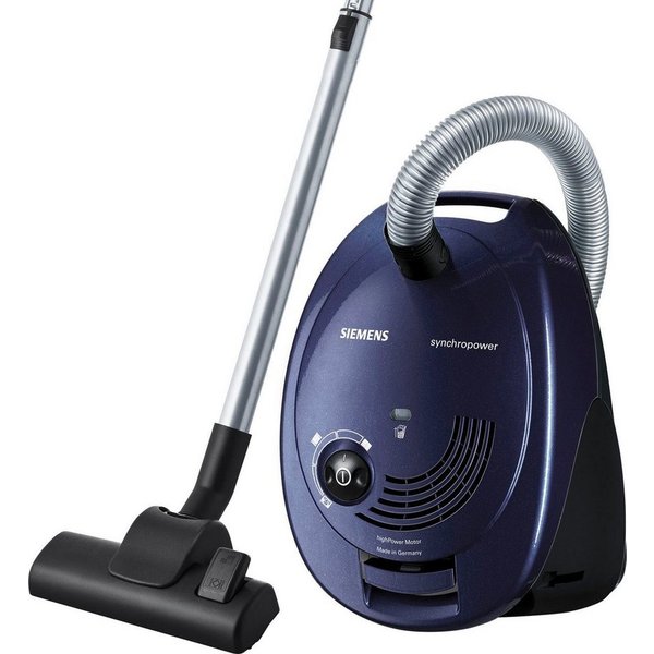 SIEMENS Bodenstaubsauger synchropower VS06A111, Made in Germany, Hygiene-Filter, kompakt, 600 W, mit Beutel, für Hartboden/Teppich, hohe Saugkraft, integriertes